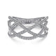 Gabriel & Co. LR51503W45JJ 14K White Gold Layered Grid Diamond Ring
