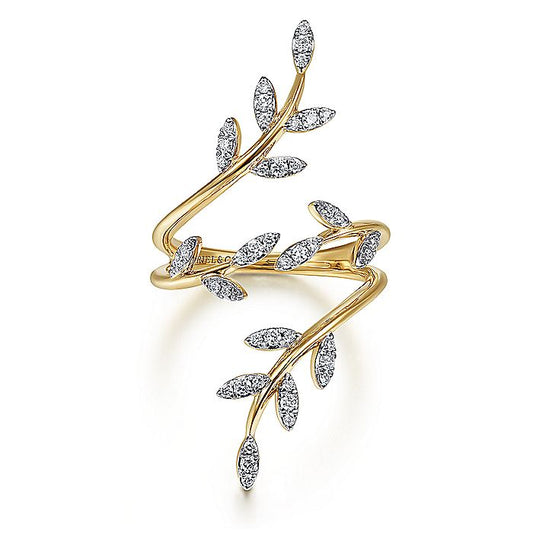 Gabriel & Co. LR51509Y45JJ 14K Yellow Gold Diamond Pavé Branch Wrap Ring