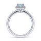 Gabriel & Co. LR51511W45AQ 14K White Gold Octagonal Halo Aquamarine and Diamond Ring