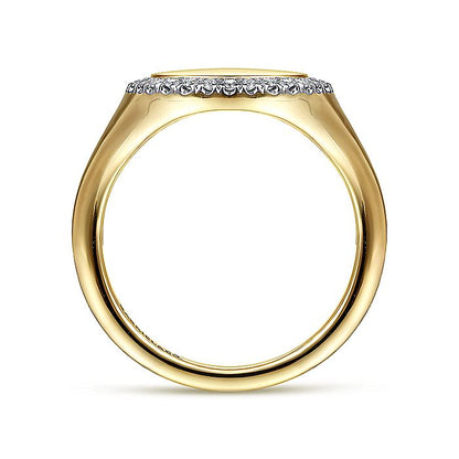 Gabriel & Co. LR51521Y45JJ 14K Yellow Gold Pinky Signet Ring with Diamond Halo