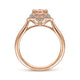 Gabriel & Co. LR51531K45MO 14K Rose Gold Floral Diamond Halo Round Morganite Ring