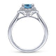 Gabriel & Co. LR51531W45BT Vintage Inspired 14K White Gold Round Blue Topaz and Floral Diamond Halo Ring