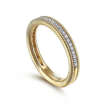 Gabriel & Co. LR51567Y45JJ 14K Yellow Gold Diamond Band with Twisted Rope Border