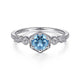Gabriel & Co. LR51601W45BT 14K White Gold Hexagonal Blue Topaz Diamond Ring