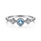 Gabriel & Co. LR51605W45BT 14K White Gold Round Blue Topaz and Diamond Three Stone Ring