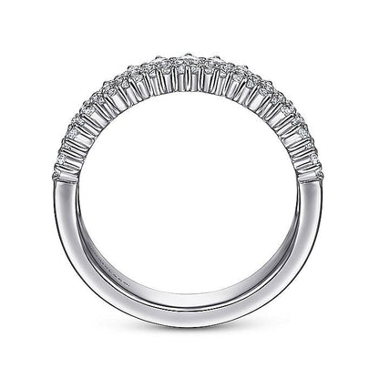 Gabriel & Co. LR51639W45JJ 14K White Gold Three Row Diamond Band