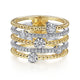 Gabriel & Co. LR51662M45JJ 14K White-Yellow Gold Five Row Bujukan Ball and Diamond Station Ring