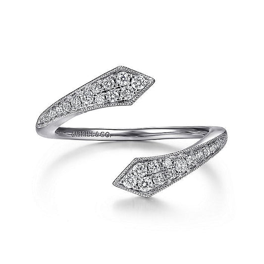 Gabriel & Co. LR51723W45JJ 14K White Gold Diamond Pavé Bypass Open Ring