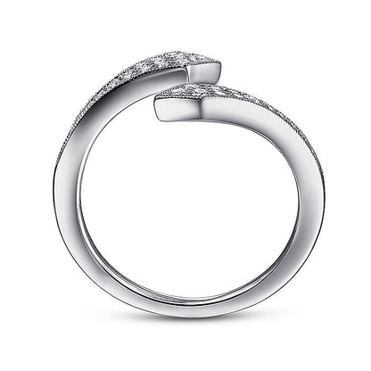 Gabriel & Co. LR51723W45JJ 14K White Gold Diamond Pavé Bypass Open Ring