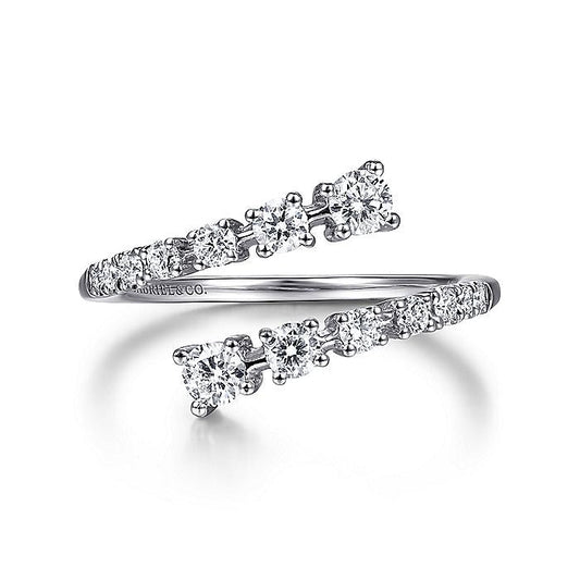 Gabriel & Co. LR51725W45JJ 14K White Gold Diamond Bypass Open Ring