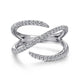 14K White Gold Abstract Diamond Bypass Wrap Ring
