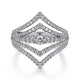 Gabriel & Co. LR51736W45JJ 14K White Gold Multi Row Diamond Chevron Ring