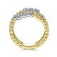 Gabriel & Co. LR51746M45JJ 14K White-Yellow Gold Bujukan Ball and Diamond Open Bypass Wrap Ring with Butter Cup Setting in size 14.9mm width