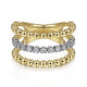 Gabriel & Co. LR51775M45JJ 14K White-Yellow Gold Three Row Diamond and Bujukan Bead Ring