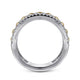 Gabriel & Co. LR51778M45JJ 14K White-Yellow Gold Three Row Diamond and Bujukan Bead Center Ring