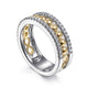 Gabriel & Co. LR51778M45JJ 14K White-Yellow Gold Three Row Diamond and Bujukan Bead Center Ring