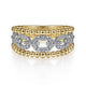 Gabriel & Co. LR51783M45JJ 14K White-Yellow Gold Pavé Diamond Link and Bujukan Bead Ring