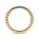 14K White-Yellow Gold Bujukan Band Stackable with Diamond Pavé Center Bar