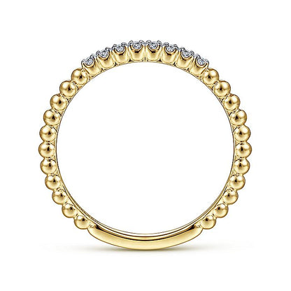 Gabriel & Co. LR51823Y45JJ 14K Yellow Gold Bujukan Bead and Diamond Stackable Ring
