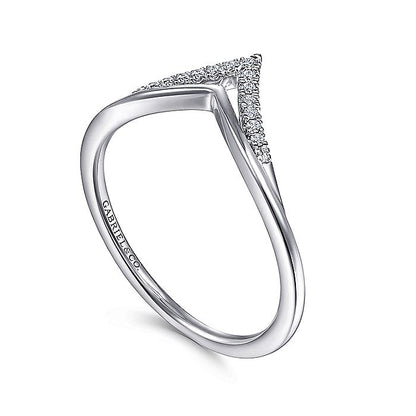Gabriel & Co. LR51826W45JJ 14K White Gold Curved Double Row Diamond V Ring