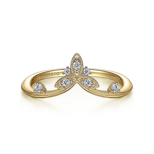 Gabriel & Co. LR51841Y45JJ 14K Yellow Gold Chevron Diamond Ring