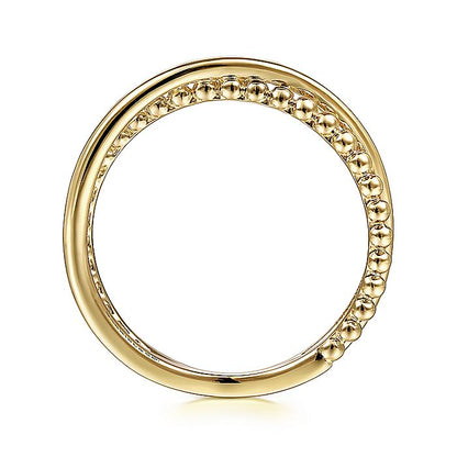 Gabriel & Co. LR51876Y4JJJ 14K Yellow Gold Bujukan Ball Criss Cross Ring