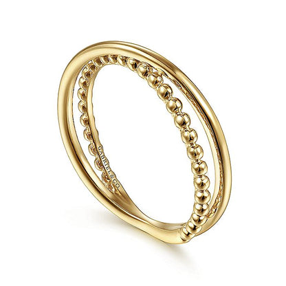 Gabriel & Co. LR51876Y4JJJ 14K Yellow Gold Bujukan Ball Criss Cross Ring