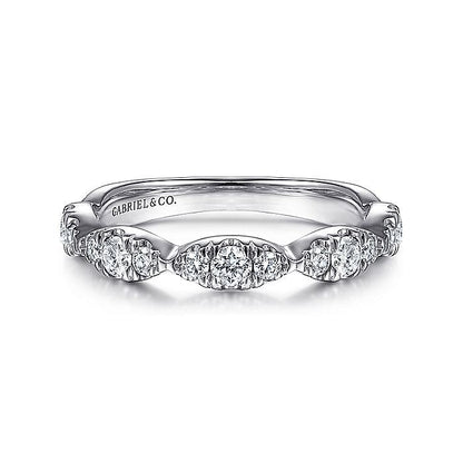 Gabriel & Co. LR51936W45JJ 14K White Gold Diamond Cluster Marquis Station Ring