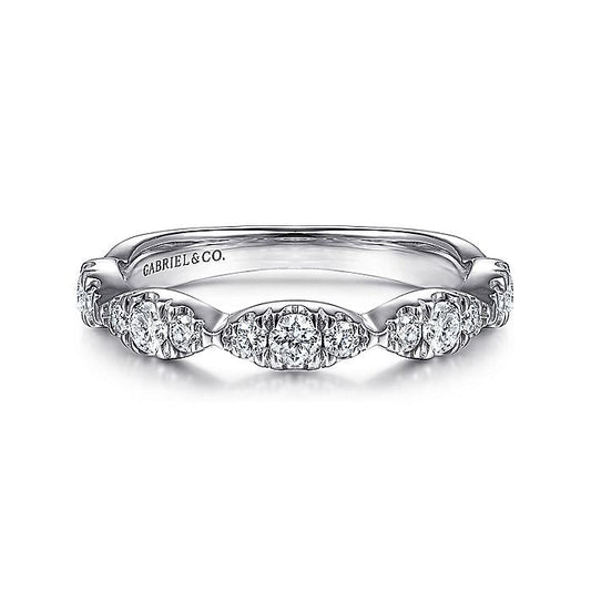 Gabriel & Co. LR51936W45JJ 14K White Gold Diamond Cluster Marquis Station Ring