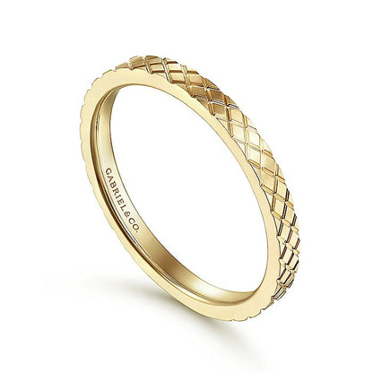 Gabriel & Co. LR51941Y4JJJ 14K Yellow Gold Textured Checkered Stackable Ring