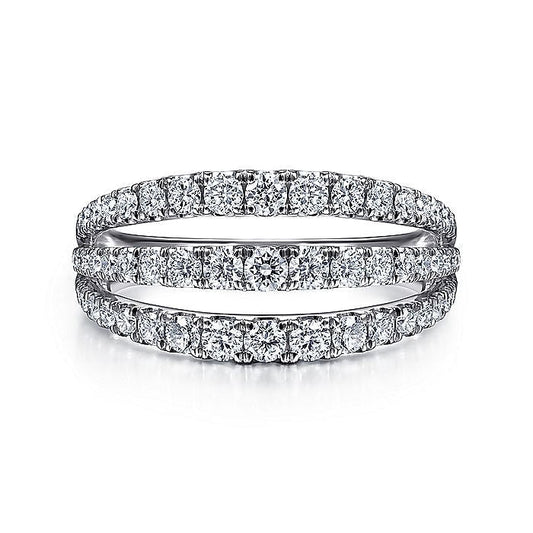 Gabriel & Co. LR52002W45JJ 14K White Gold Three Row Diamond Ring