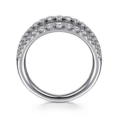 Gabriel & Co. LR52002W45JJ 14K White Gold Three Row Diamond Ring