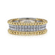 Gabriel & Co. LR52019M45JJ 14K White-Yellow Gold Three Row Diamond and Bujukan Bead Ring