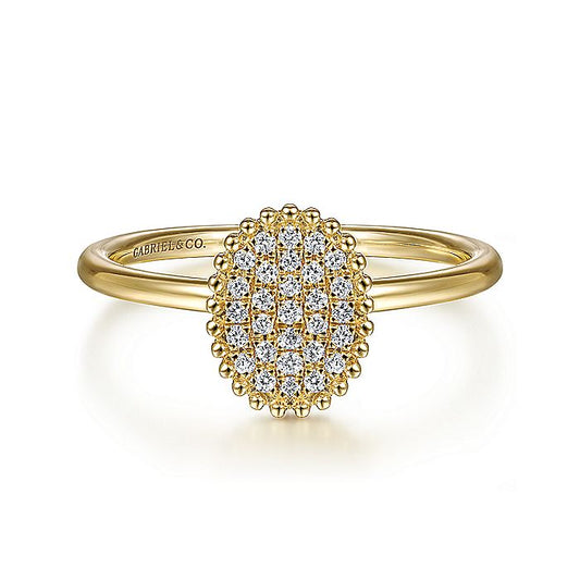 Gabriel & Co. LR52027Y45JJ 14K Yellow Gold Diamond Pavé Oval Ring