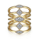 Gabriel & Co. LR52029Y45JJ 14K Yellow Gold Geometric Station Diamond Pavé Statement Ring