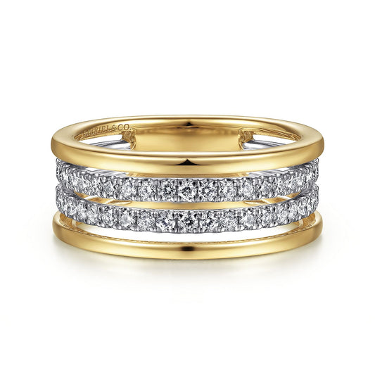 14K White-Yellow Gold Diamond Easy Stackable Ring
