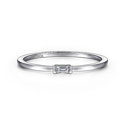 Gabriel & Co. LR52077W43JJ 14K White Gold Ring with Diamond Baguette