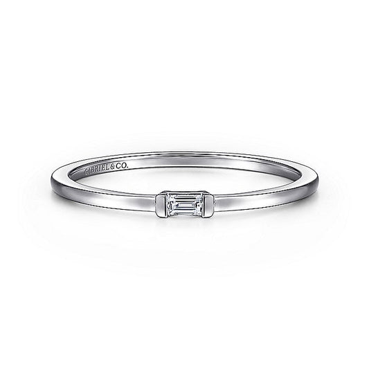 Gabriel & Co. LR52077W43JJ 14K White Gold Ring with Diamond Baguette