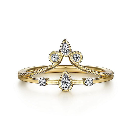 Gabriel & Co. LR52115Y45JJ 14K Yellow Gold Two Row Diamond Chevron Ring