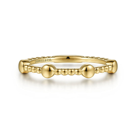 14K Yellow Gold Bujukan Ball Station Stackable Ring