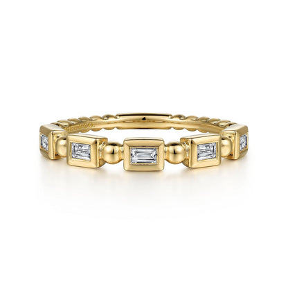 14K Yellow Gold Diamond Geometric Stackable Ring