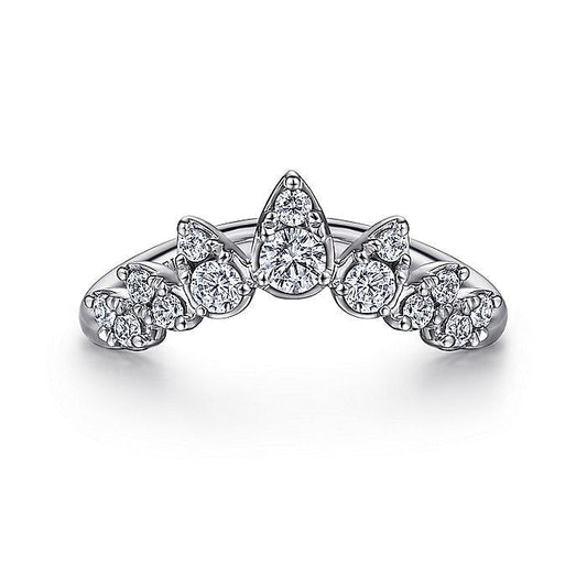 Gabriel & Co. LR52192W45JJ 14K White Gold Diamond Burst Curved Ring