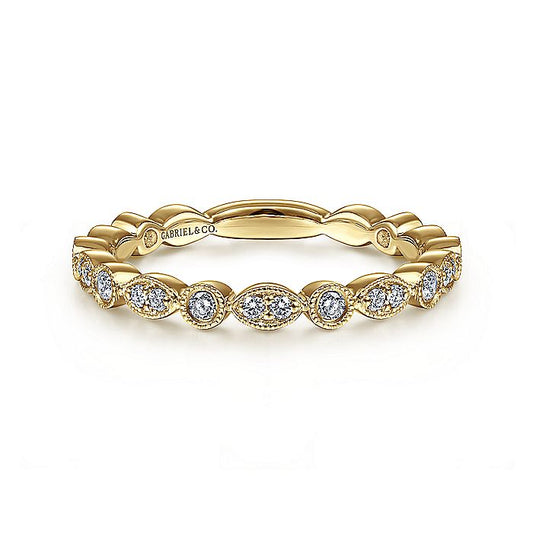 Gabriel & Co. LR5701Y45JJ 14K Yellow Gold Marquise and Round Station Diamond Ring