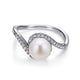 Gabriel & Co. LR6082W45PL 14k White Gold Cultured Pearl Diamond Bypass Ring