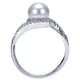 Gabriel & Co. LR6082W45PL 14k White Gold Cultured Pearl Diamond Bypass Ring