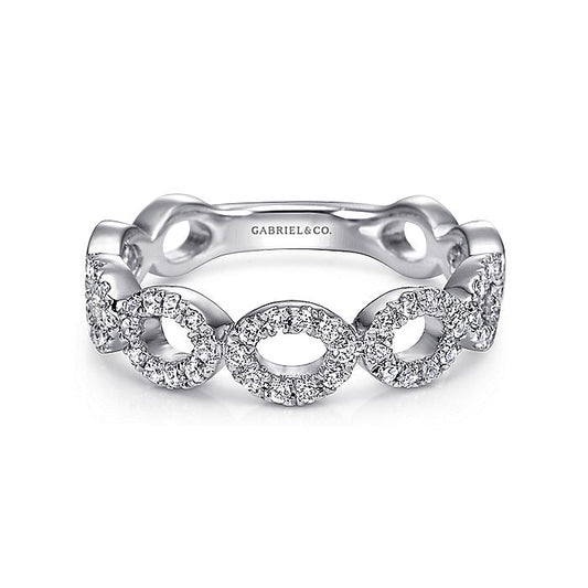 Gabriel & Co. LR6222W45JJ 14K White Gold Open Circles Diamond Band