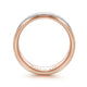14K White-Rose Gold 8mm - Two Tone Beveled Edge Men's Wedding Band in Satin Finish