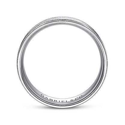Gabriel & Co. MBL0102-60W4JJJ 14K White Gold 6mm - Brushed Finish and Polished Edge Men's Wedding Band