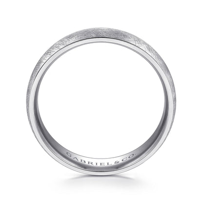 14K White Gold 6mm - Men's Wedding Band in Diamond Brush Finish