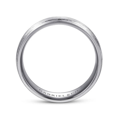 14K White Gold 7mm - Men's Wedding Band in Satin Finish